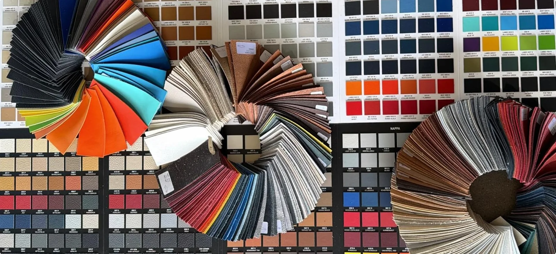 Automotive leather sample books and colour swatches